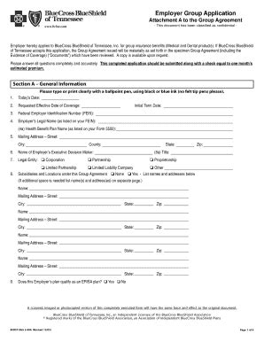 Fillable Online Employer Group Application Bcbst Fax Email Print