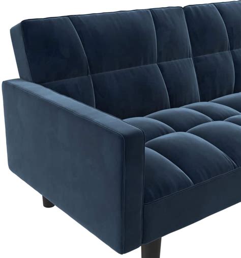 Dorel Comfort Upholstered Futonconvertible Sleeper Sofa Bed With Armrests Blue Canadian Tire