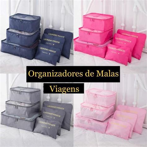 Organizador De Mala e Bagagem Para Viagem Kit 6 Peças Necessaire Bolsa