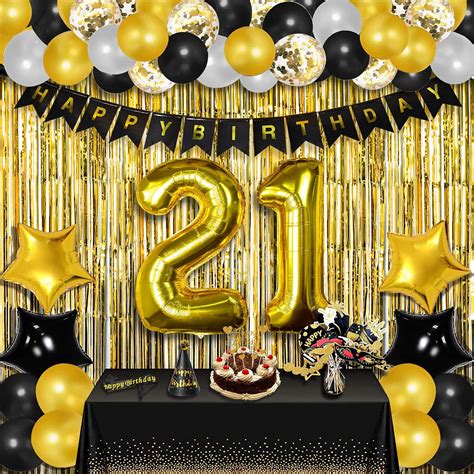 21st Birthday Decorations For Him 95pcs Black And Gold