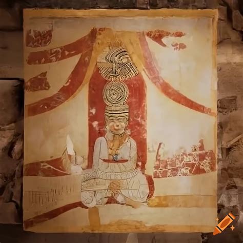 Etruscan Hittite Fresco Painting Of A Red Haired Elf Man In Red Golden