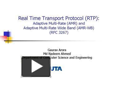 PPT Real Time Transport Protocol RTP Adaptive MultiRate AMR And