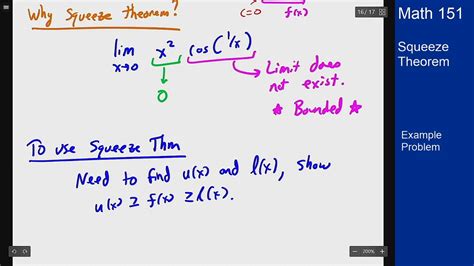 Calculus Example Problem Squeeze Theorem Youtube