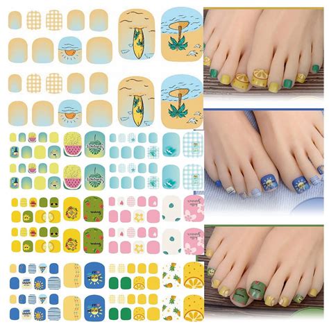 Toe Nail Sticker Wraps Adhesive Decals Toenail Polish Strips Diy Pedicure Foot Decals Manicure