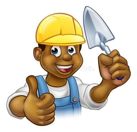 Builder Bricklayer Construction Worker Trowel Tool Stock Vector