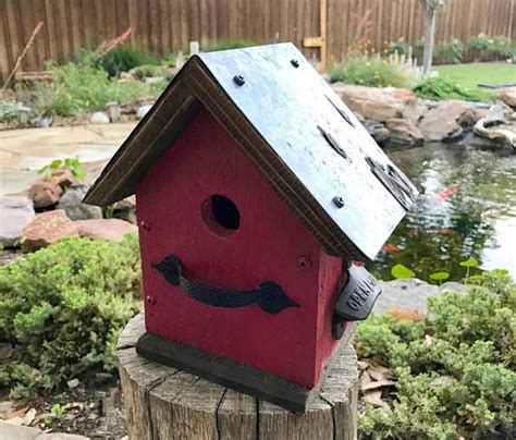 Rustic Outdoor Birdhouse Cedar Wood Red Etsy Bird Houses Rustic