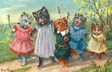 Jigsaw Puzzle Cats May Day Postcard By Carl Robert Arthur Thiele