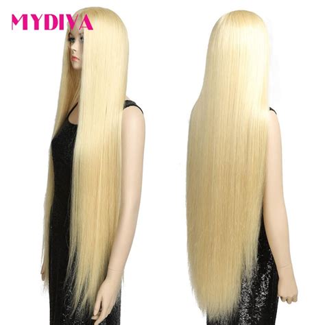 40 Inch Long Full Lace Human Hair Wigs Brazilian Honey Blonde Mrd