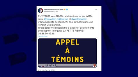 Accident Mortel à Neuwiller Lès Saverne La Gendarmerie Du Bas Rhin