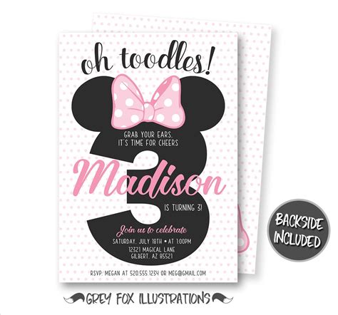 Minnie Mouse Birthday Invitation Minnie Mouse Invitation Etsy