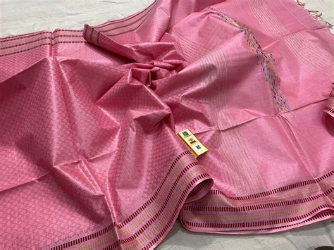 Party Wear Pink Plain Tussar Silk Sarees 5 5 M Separate Blouse Piece