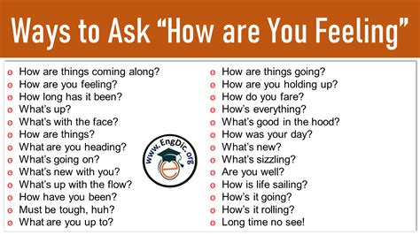 30 Different Ways To Ask How Are You Feeling EngDic