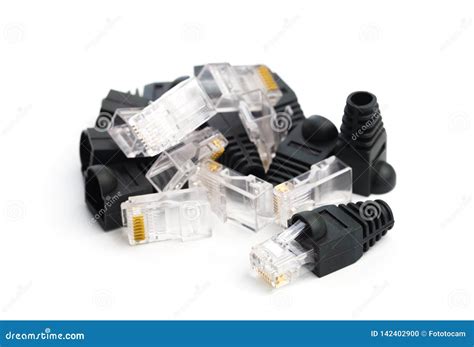 Rg 45 Connectors Isolated on White Stock Photo - Image of electric ...