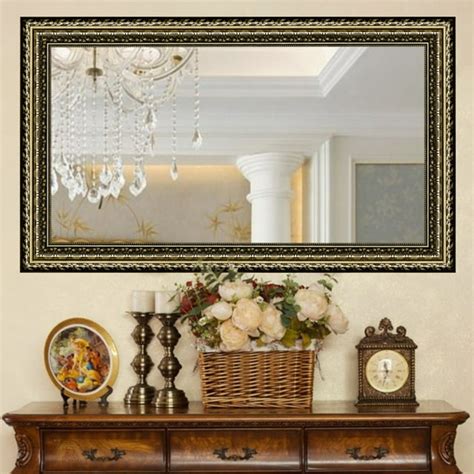 Large Rectangle Wall Mounted Mirror, 40x24'' Black&Gold Frame, Modern ...