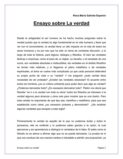 Ensayo Sobre La Verdad