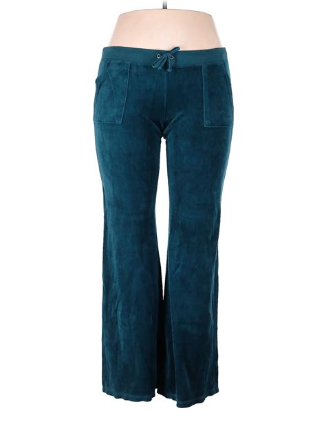 Juicy Couture Solid Teal Velour Pants Size L 20 Off Thredup