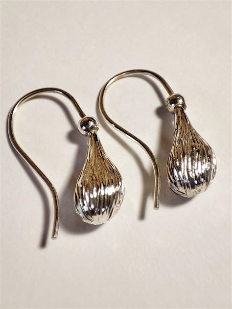 Water Droplet Hand Engraved Earrings Highly Polished