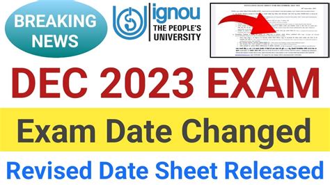 Ignou Dec Exam Date Changed Ignou Revised Date Sheet Released