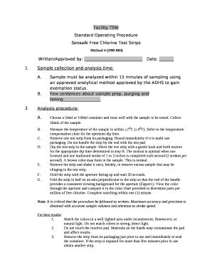 SenSafe Free Chlorine Water Check FOIL PACKETS Doc Template PdfFiller