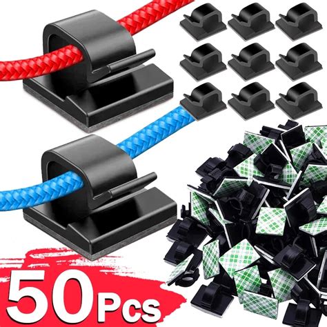 50X Clips De Cable De Viscosidad Fuerte Gesti N De Cables Organizador