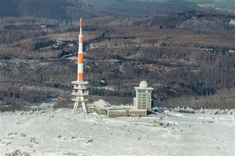 Schierke Aus Der Vogelperspektive Winterluftbild Funkturm Und