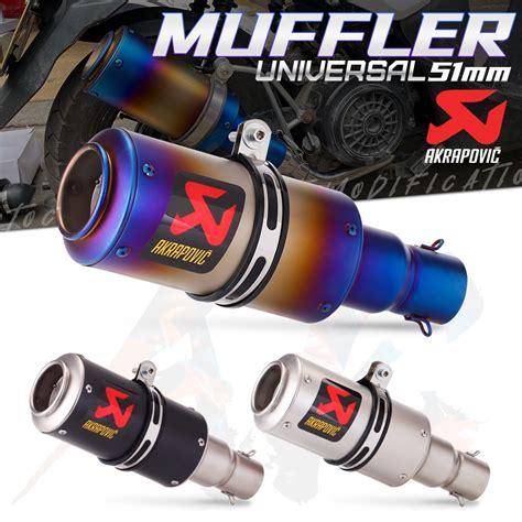 Motorcycle Exhaust Pipe Muffler Inlet 51mm 60mm Akrapovic Exhaust Mufflers Canister Pipe