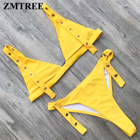 Conjunto De Bikinis Con Cuello En V Zmtree Con Hebilla De Metal Para