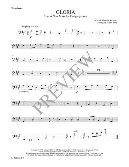 Gloria From A New Mass For Congregations Instrument Edition By