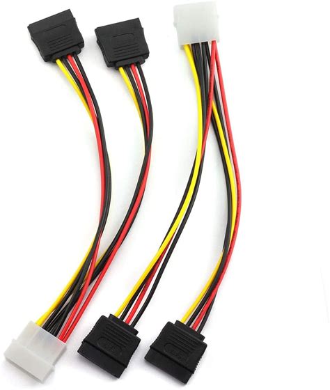 SDTC Tech 4 Pin Male IDE Molex To 15 Pin Female Dual SATA Power