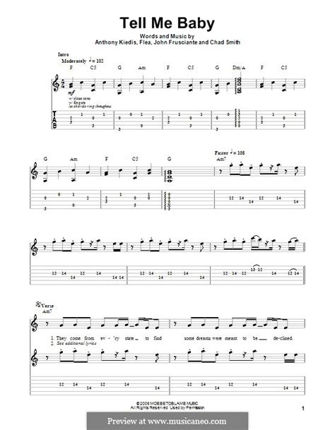 Tell Me Baby Red Hot Chili Peppers By Flea A Kiedis C Smith J Frusciante On MusicaNeo