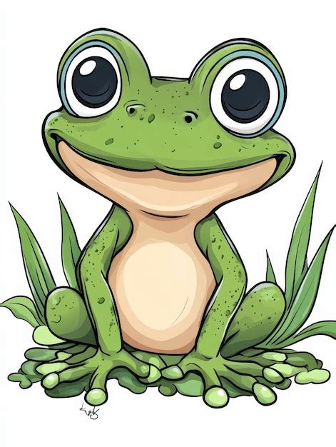 Cute Cartoon Frog With Big Eyes Premium AI Generated Image