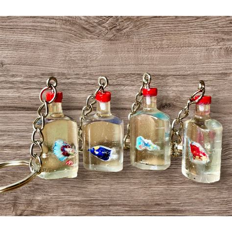 Jual Ganci Ikan Dalam Botol Gantungan Kunci Miniatur Ikan Hias Dalam