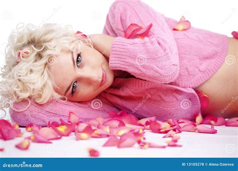 Woman Lying On Petals Stock Photo Image Of Beautiful 13105278