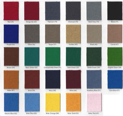 Felt Colors For Your Pool Table At Sunny's Pools & More