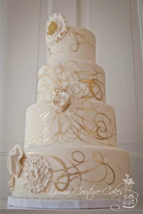 Cake White And Gold Wedding Cakes 2254527 Weddbook