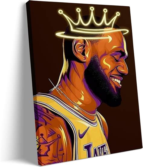 Lebron James Poster Crowned King Lebron James Lakers Canvas Wall Art