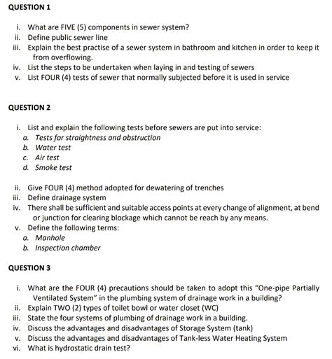 Solved Question 1 I What Are Five 5 Components In Sewer