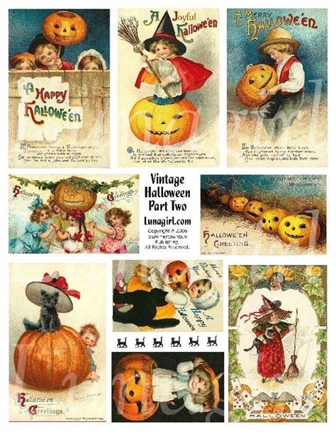 Vintage Halloween Digital Collage Sheet Victorian Etsy