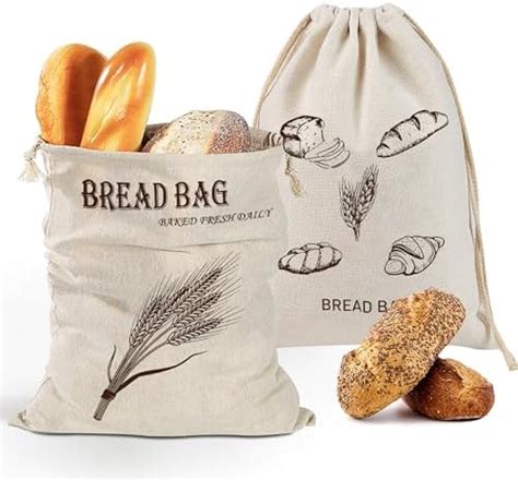 OioTuyi 2 Pcs Natural Linen Bread Bags For Homemade Bread 40x30 Cm