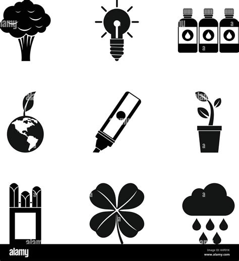 Naturally Icons Set Simple Style Stock Vector Image And Art Alamy