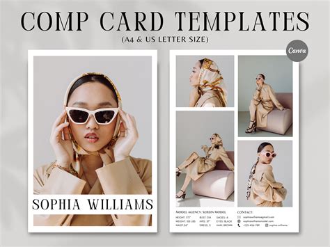 Modeling Comp Card Template Canva Template Fashion Model Zed Card