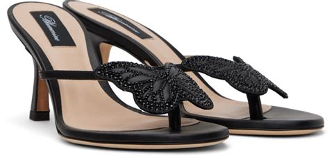 Blumarine Black Butterfly Thong Sandals Blumarine