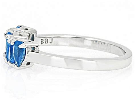 Blue Neon Apatite Rhodium Over Sterling Silver Band Ring 0 85ctw