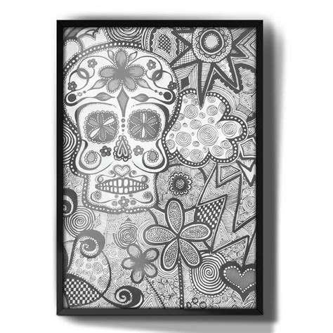 Quadro Decorativo Caveira Mexicana Preto E Branco Abstrato Fran