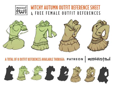 Free Witchy Autumn Female Outfit Reference Sheet More On My Patreon