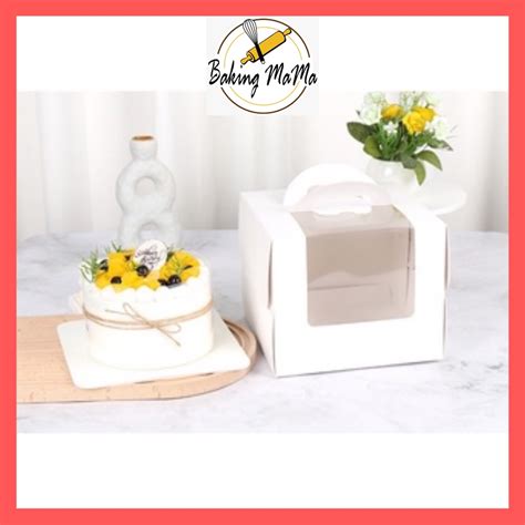 Side Window Cake Box With Handle Kotak Kek Handle Shopee