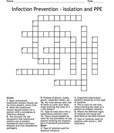 Infection Prevention Isolation And Ppe Crossword Wordmint