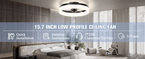 Volisun Low Profile Ceiling Fans With Lights And Remote 15 7in Modern