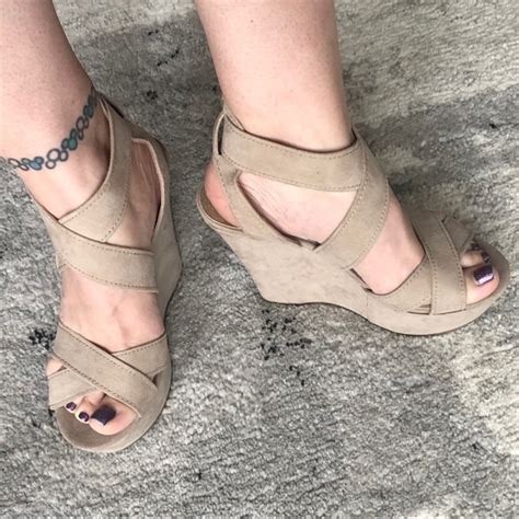 Guess Shoes New Gorgeous Guess Nude Suede Wedge Sandals M Poshmark