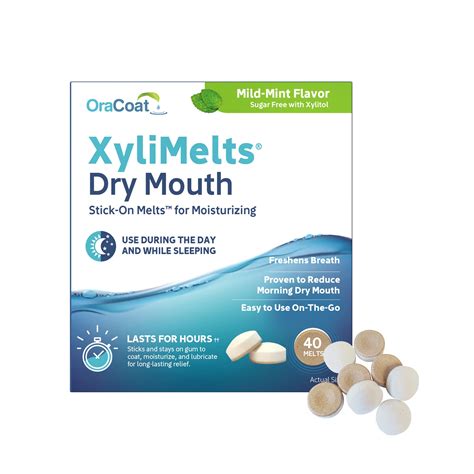 Oracoat Xylimelts Dry Mouth Relief Discs Mild Mint Xylitol 40 Count